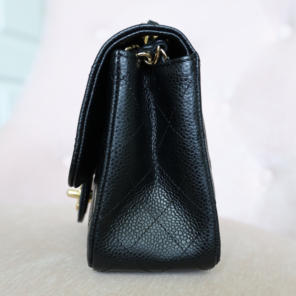 RARE | CHANEL Mini Square Flap Black Caviar GHW - Picture 6 of 17